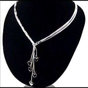 Beautiful 925 Silver Heart Dangle Necklace- SALE